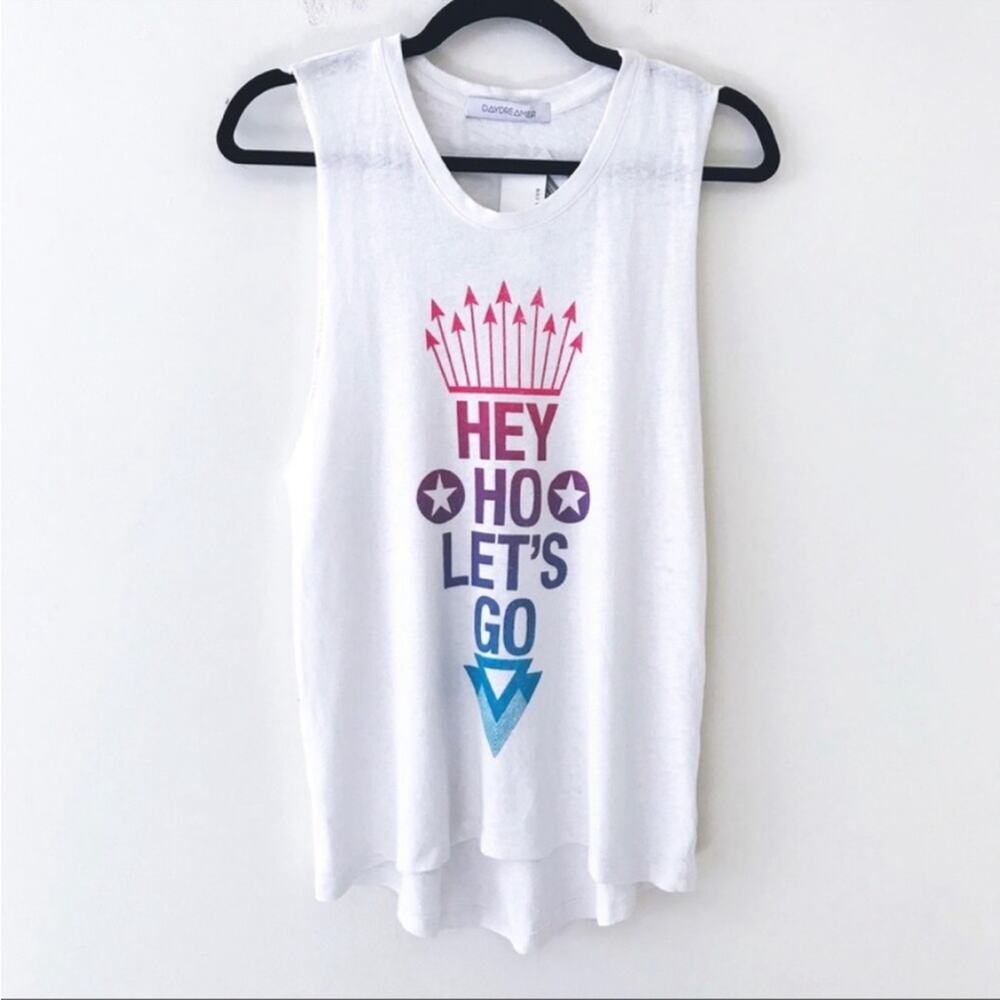 DAYDREAMER LA Womens Ramones Band White Graphic Muscle Tank Top Size Small